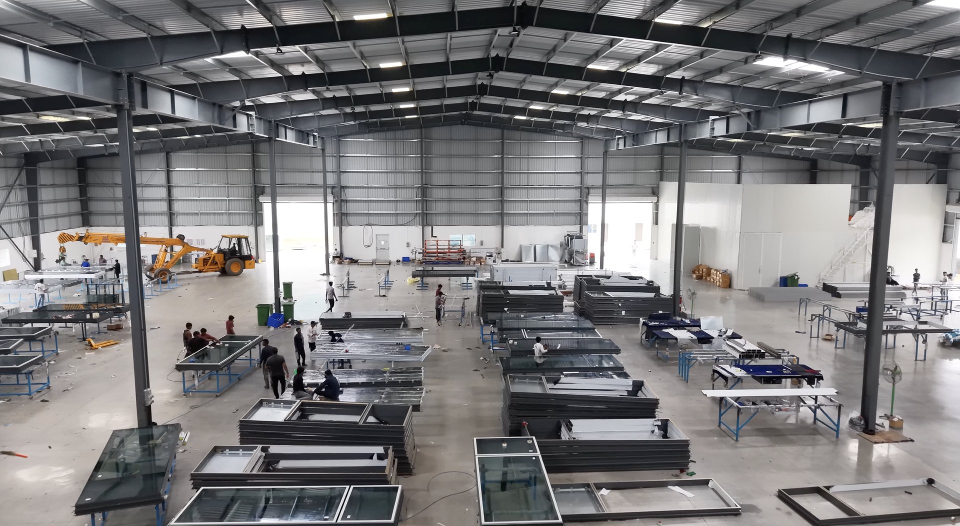 Inside the production hall — triple line under one roof