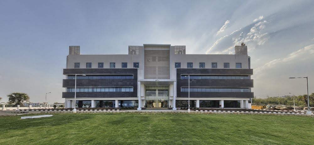 GVK Bio — Sun Glazing facade detail