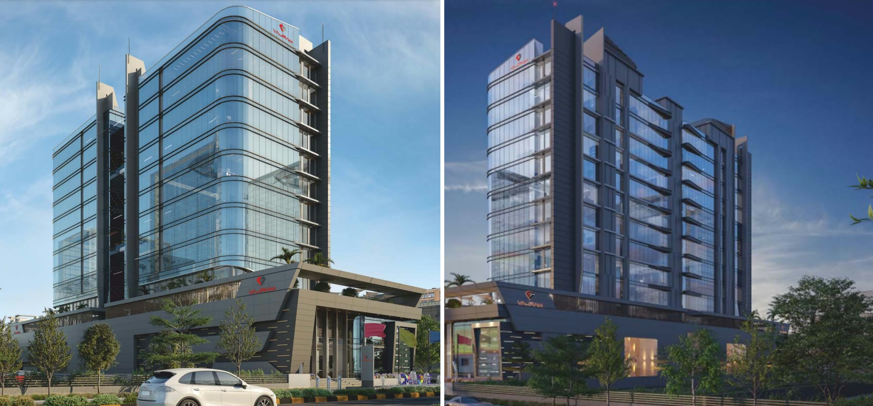 Vajram CMR One — Sun Glazing facade detail