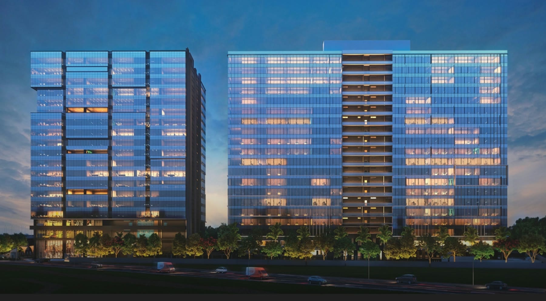 Vasavi Skycity Block 2 — Sun Glazing facade detail